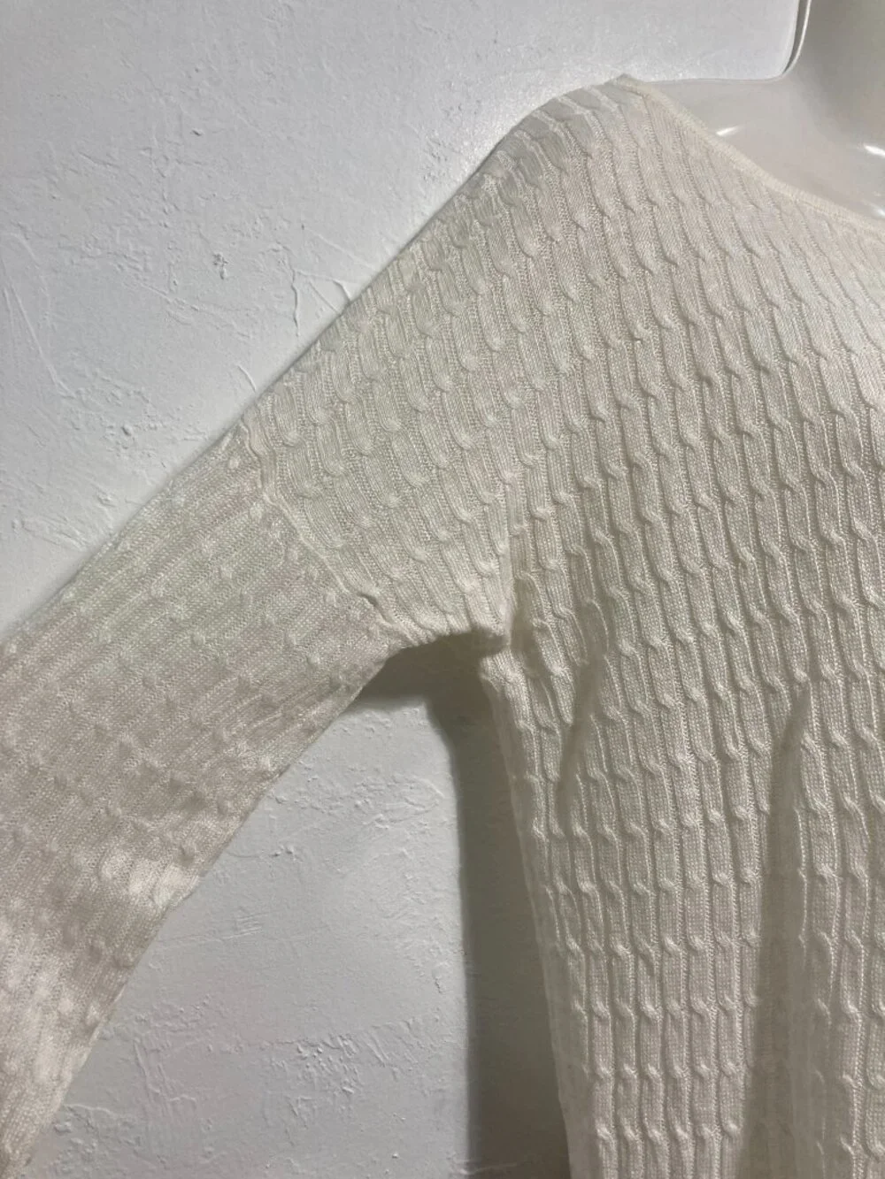 J. Crew Linen Cable Knit Sweater Minimalist Preppy Ivory lightweight Coastal XS